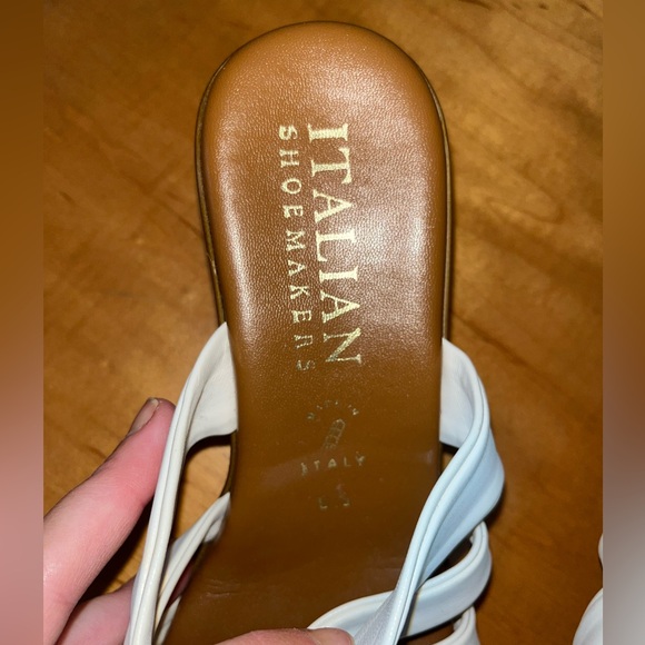 White/Tan Wedged Sandals Size 9.5 - Picture 4 of 5